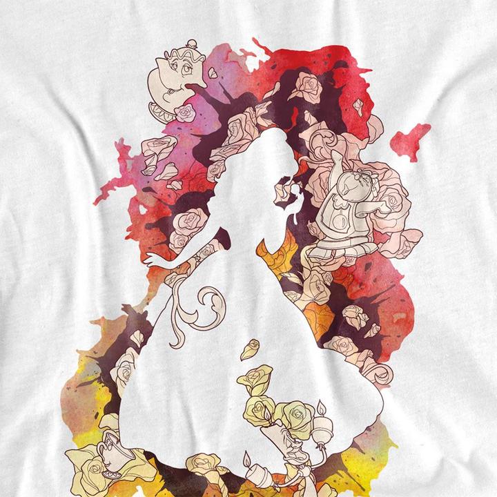Actual product image Beauty And The Beast Unisex Adult Belle Flower Silhouette T-Shirt (L)