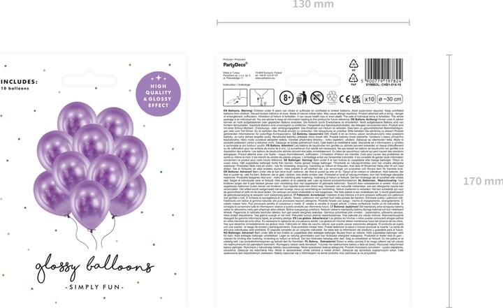 Actual product image Partydeco Mirror Effect Balloons Purple - 10pcs. (10 x)