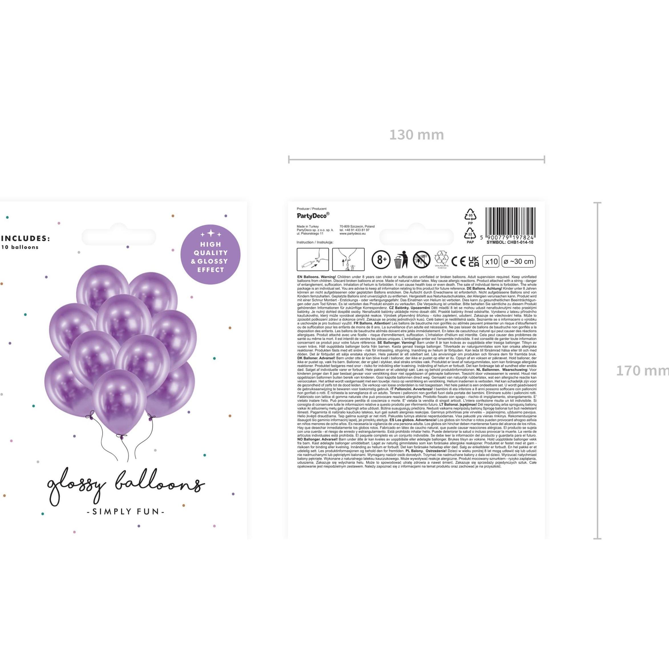 Thumbnail - Partydeco Ballons mit Spiegeleffekt Violett - 10 Stk.