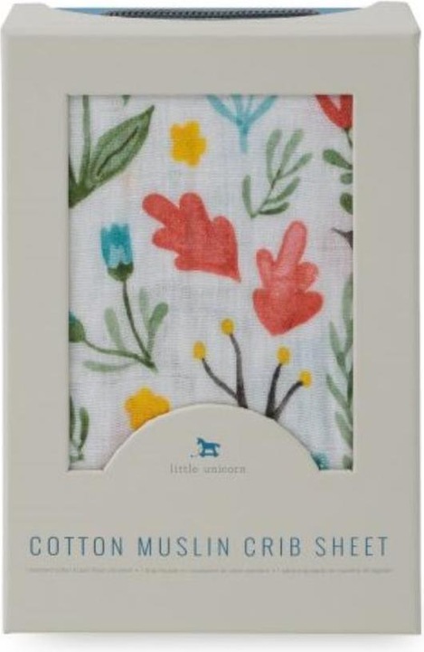 Actual product image little unicorn Cotton Muslin Crib Sheet - Meadow