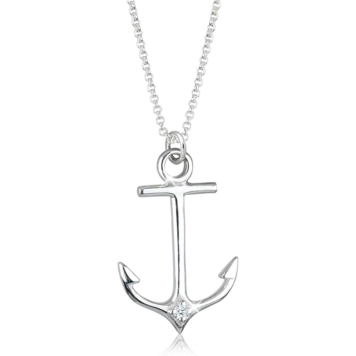 Elli, Collana, Diamant-Anker-Halskette, (Argento 925, 45 Cm)