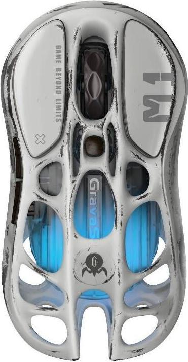 Image du produit Gravastar Souris de jeu sans fil Mercury M1 Pro version Battle-Worn Mist Silver 4K Dongle (Filaire)