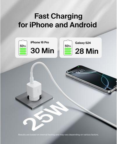 Produktbild Belkin BoostCharge 25 W USB-C mit PD, inkl. USB-C Kabel (25 W, 1 Port)