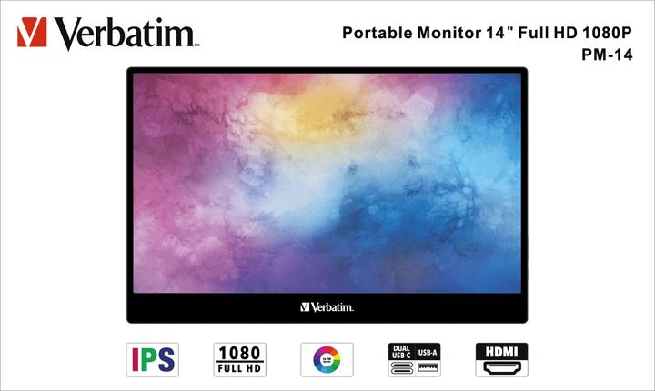 Actual product image Verbatim PM-14 Portable Monitor 14" Full HD 1080p (1920 x 1080 pixels, 14")