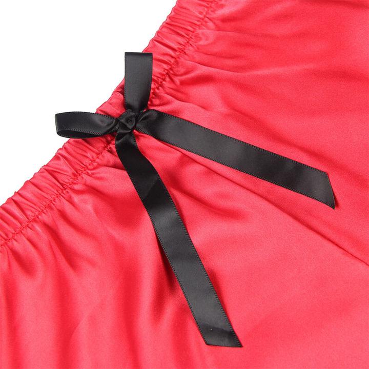 Image du produit Subblime 953966 CHEMISE DE NUIT EN SOIE DOUCE + PANTALON EN DENTELLE NOIR/ROUGE L/XL (S)