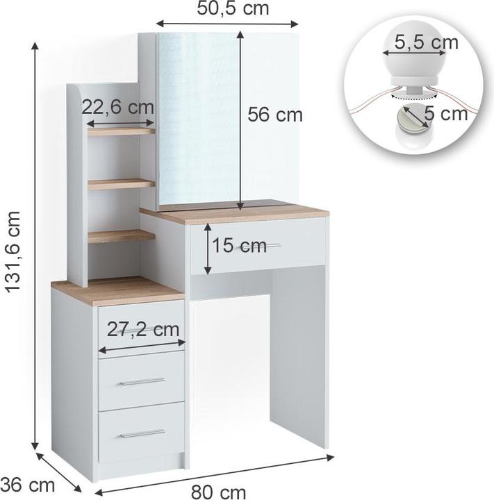 Immagine prodotto Vicco Conrada con illuminazione a LED (80 x 36 x 132 cm)