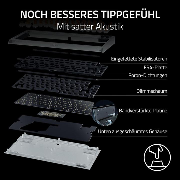 Produktbild Razer Tastiera Meccanica da Gaming BlackWidow V4 75 Phantom White Hotswappable (US, Kabelgebunden)