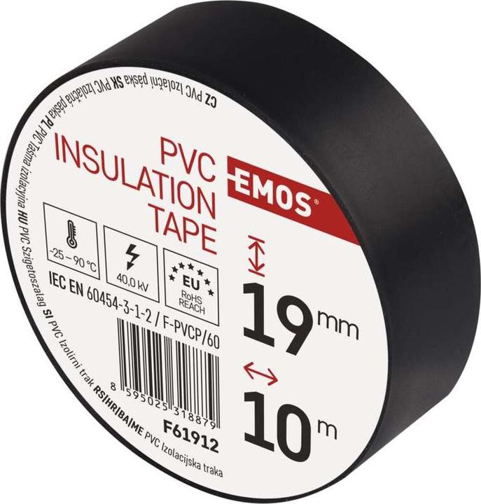 Image du produit Emos Ruban isolant PVC 19mm/10m noir, 10 pcs. (19 mm)
