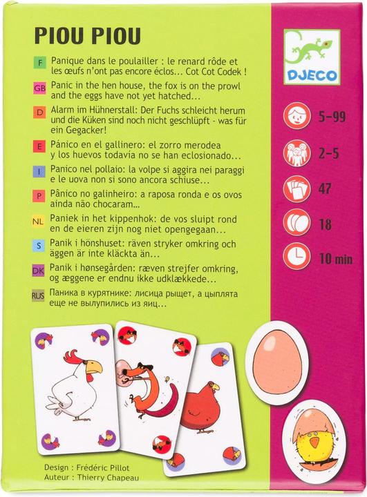 Image du produit Djeco Jeu de cartes Piou Piou (Français, Allemand, Néerlandais, Italien, Danois, Anglais)