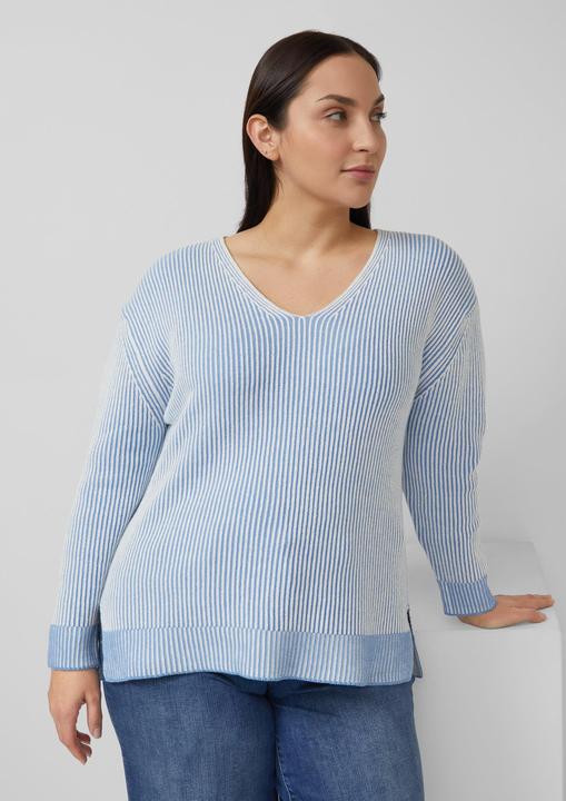 Produktbild s.Oliver Strickpullover Baumwollmix-Strickpullover mit V-Ausschnitt (46)