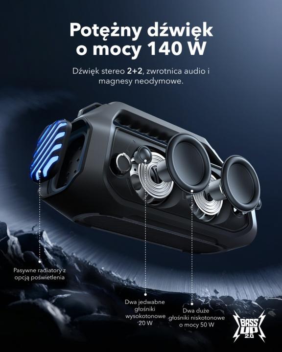 Productafbeelding soundcore Boom 2 Plus (20 h, Oplaadbare batterij, Voeding via USB)