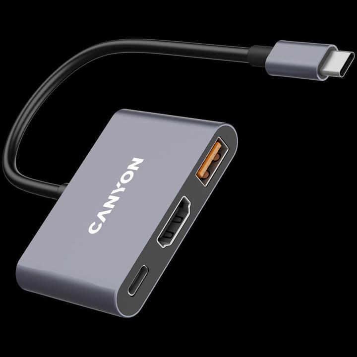 Image du produit Canyon HUB USB 3 en 1 USB-C > HDMI/1xUSB-A/PD 100W détail (USB-C, 3 ports)