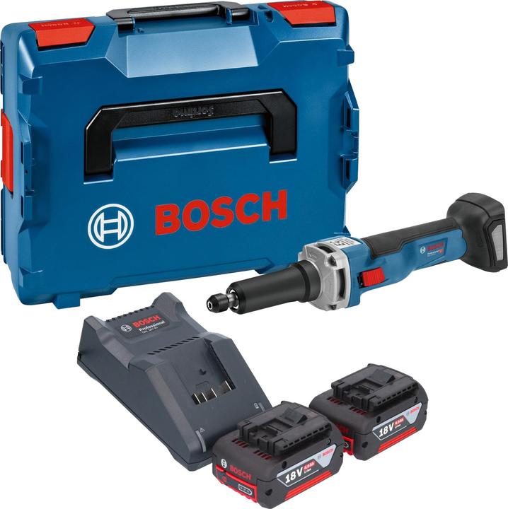 1x Bosch GAL 18V-40 Chargeur de batterie, 2x Bosch GBA 18 V / 4 Ah / 4000 mAh batterie Li-Ion, 1x L-BOXX 136, 1x Bosch GGS 18V-23 LC Professional Meuleuse droite sans fil