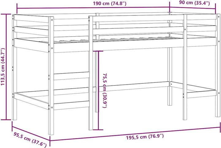 Produktbild vidaXL Kinderhochbett (90 x 190 cm)