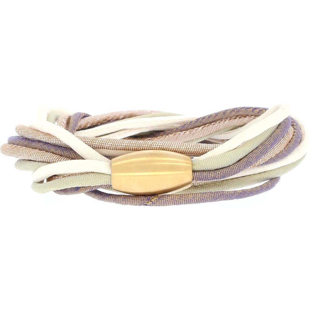 Xen, Armschmuck, Seidenarmband braun/crème/grün mit Brillant Magnetverschluss Längen zur Wahl, (65 cm, Seide)