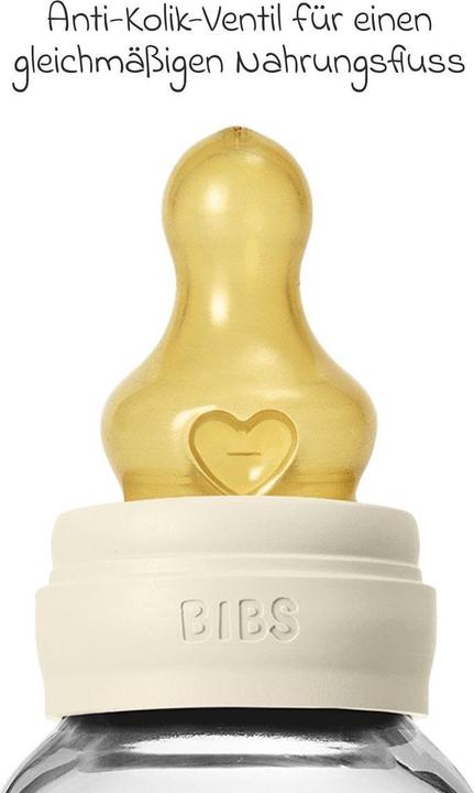 Actual product image Bibs - Glass Baby Bottle Round Latex Slow Flow - Ivory - 120 ml (120 ml)