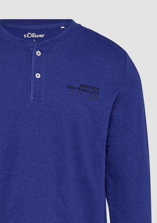 Produktbild S.Oliver T-Shirt Henley-Shirt mit Flammgarnstruktur und Stickerei (L)