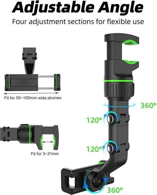 Produktbild PhoneLook Universal Rückspiegel Smartphone Halter Multi-Funktions Halterung flexibler Arm und Klemme