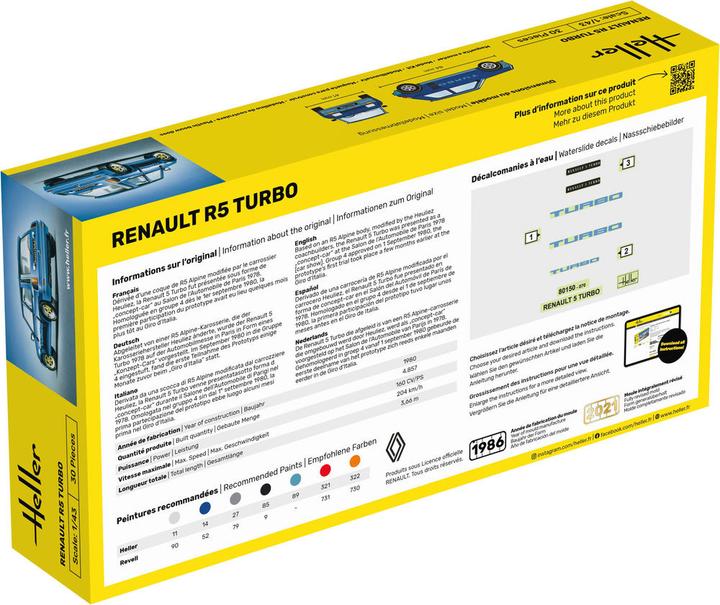 Valori nutrizionali e ingredienti Heller Renault R5 Turbo