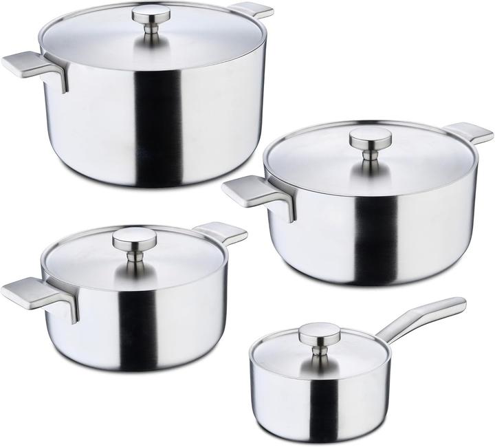 Actual product image MasterPRO Alessi Saucepan Set Casserole 202428 cm Lid 16202428 cm (Pot, Stainless steel)