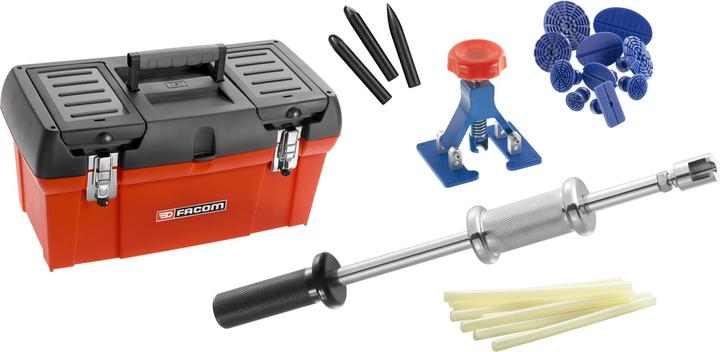 Facom Assortiment "Deuken verwijderen" - trekker, schuifhamer, slagijzers, speciale lijm | opbergdoos, 6 (365 g)