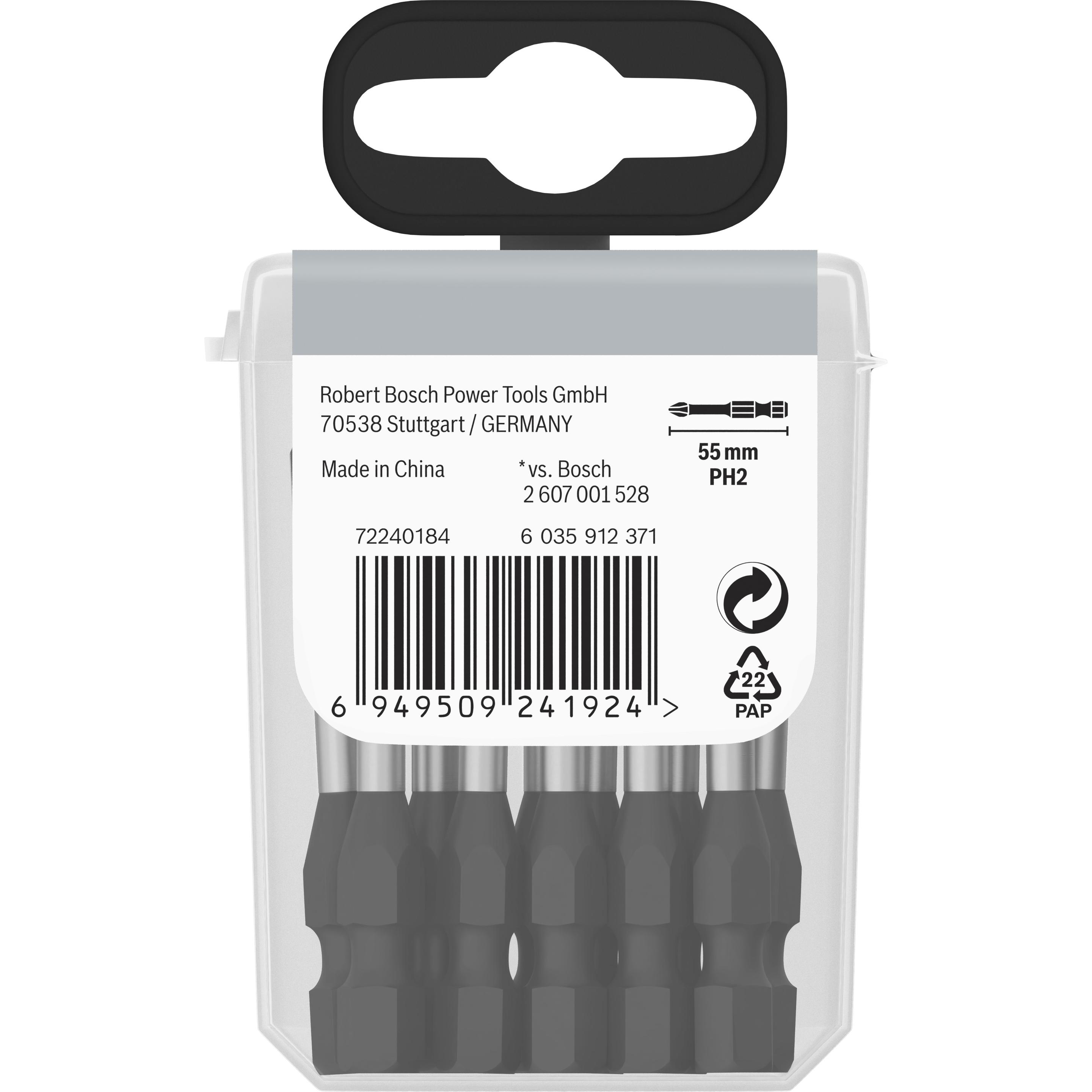 Bosch Professional Zubehör, Bits, PRO Phillips Impact Bit, PH2, 55 mm, 15-tlg. (PH2)