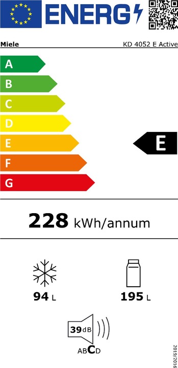 Label énergétique Miele KD 4052 E EL ACTIVE (289 l)