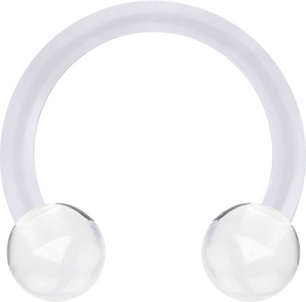 Produktbild Star Piercing Micro Circular Barbell transparent mit zwei Kugeln (Kunststoff, ohne Messing)