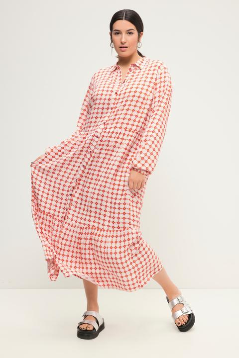 Produktbild Studio Untold Maxikleid, A-Line, Krawattenprint, Hemdkragen, Langarm (50, 52)