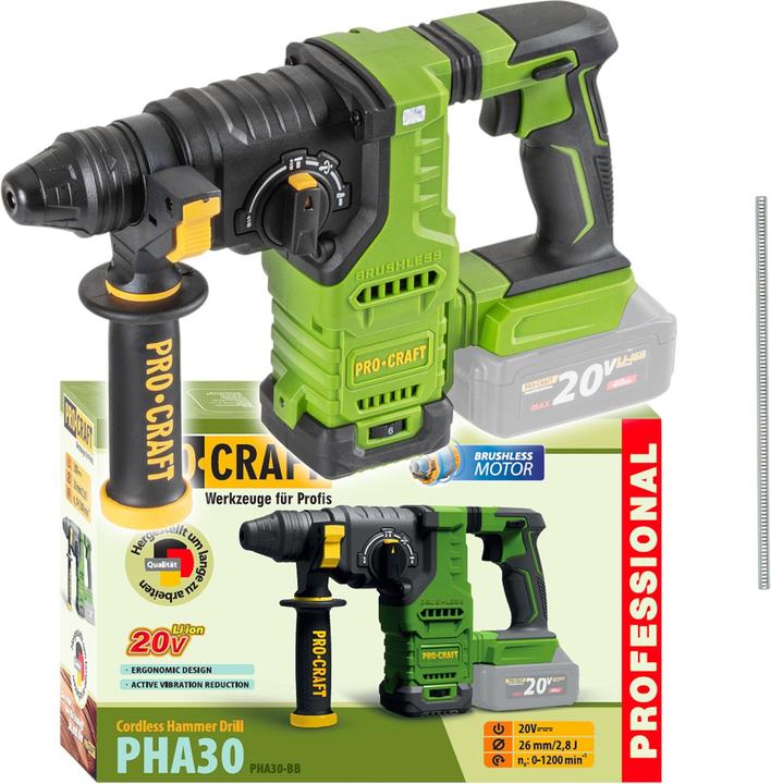 Produktbild Procraft PHA30bb Akku Bohrhammer 20 V 2,8 J SDS plus Brushless Solo - ohne Akku, ohne Ladegerät