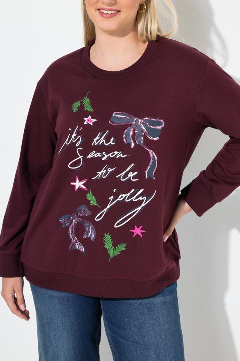 Produktbild Ulla Popken Weihnachts-Sweatshirt, Schleifen, Rundhals, Langarm (50, 52)