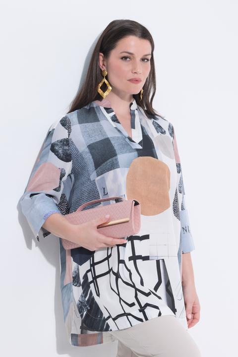 Actual product image Ulla Popken Graphic Patchwork Print 3/4 Sleeve Lyocell Tunic (42, 44)