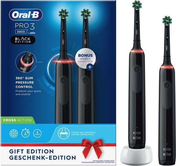 Actual product image Oral-B Pro 3 - 3900 - Black Electric Toothbrushes Duo Pack (Oscillating toothbrush)