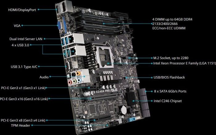 Produktbild ASUS C246M PRO (LGA 1151, Intel C246, mATX)