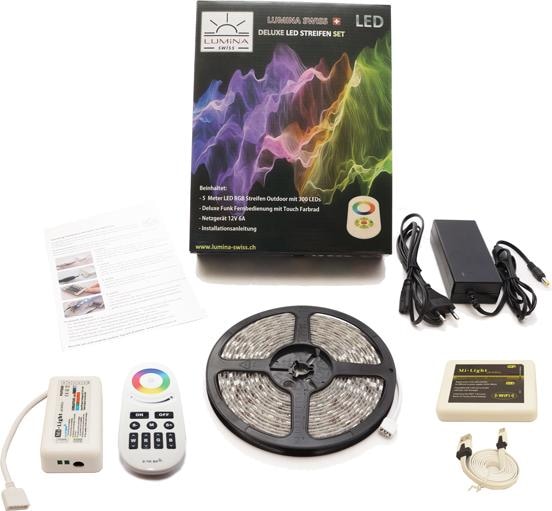Immagine prodotto Lumina Swiss Set di strisce LED multicolore+ (RGBW) 5m Premium per esterni (RGBW, 500 cm, Esterno)