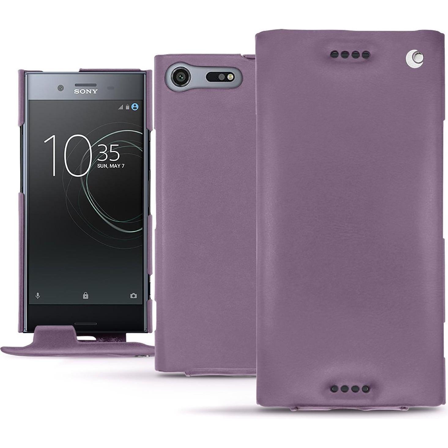 Noreve Lederschutzhülle vertikal (Sony Xperia XZ Premium), Smartphone Hülle, Violett