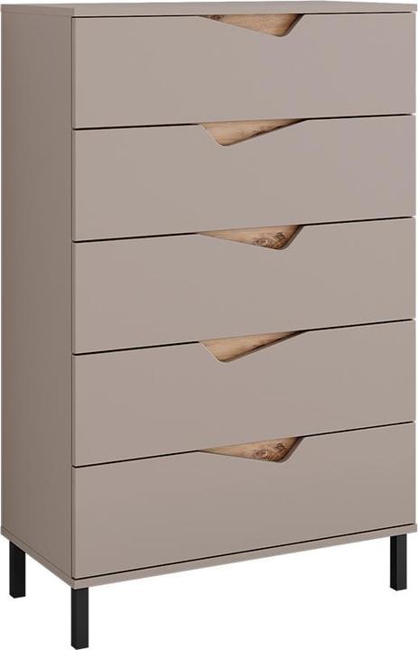 Vicco Kommode Marelle, Greige/Artisan, 76 x 120 cm mit 5 Schubladen