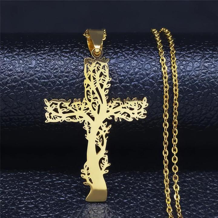 Produktbild X-Tac Kreuz Lebensbaum Halskette (Metall)