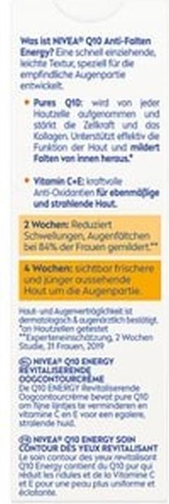 Produktbild NIVEA Q10 Anti-Falten Energie Augenkonturcreme 15 ml (Augenpflege Crème, 15 ml)