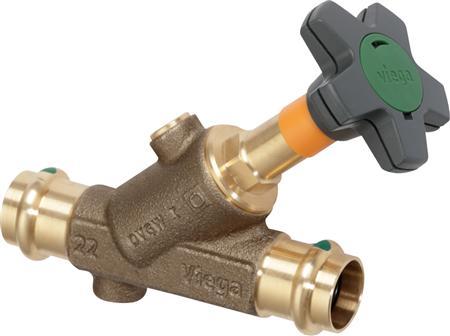 Actual product image Viega Easytop gunmetal angle seat valve, with pressure connection for 18 mm V-tubs, with SC-Contur