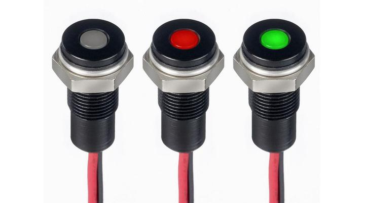 Produktbild RS PRO 6mm flush IP67 sealed black LED,R/G 20mA