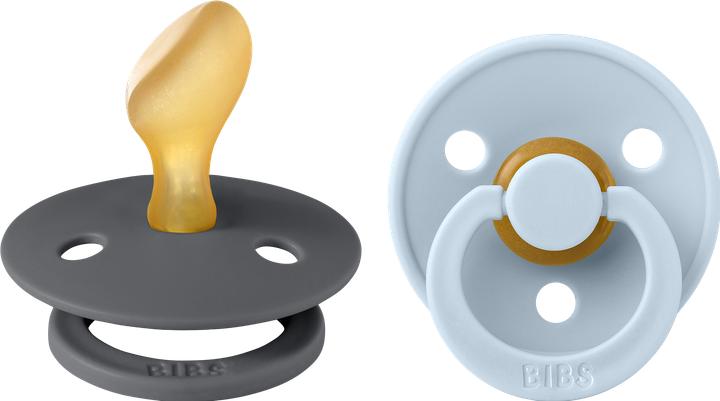 Produktbild Bibs Nuggi Colour 2 PACK Latex Anatomical 0-6m Iron Baby Blue (2 x, bis 6 Monate)