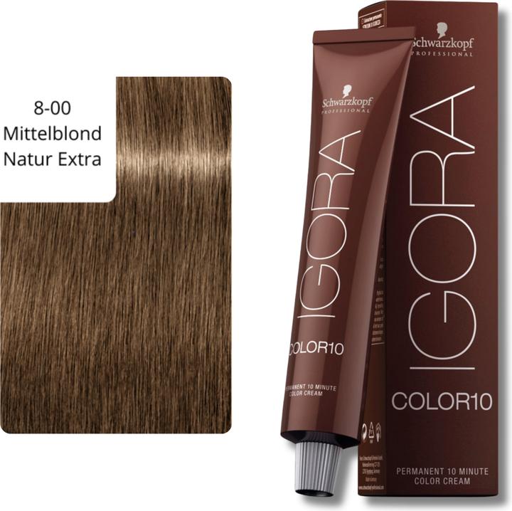Produktbild Schwarzkopf Professional Igora Color10 Haarfarbe (8-00 Hellblond Natur Extra)