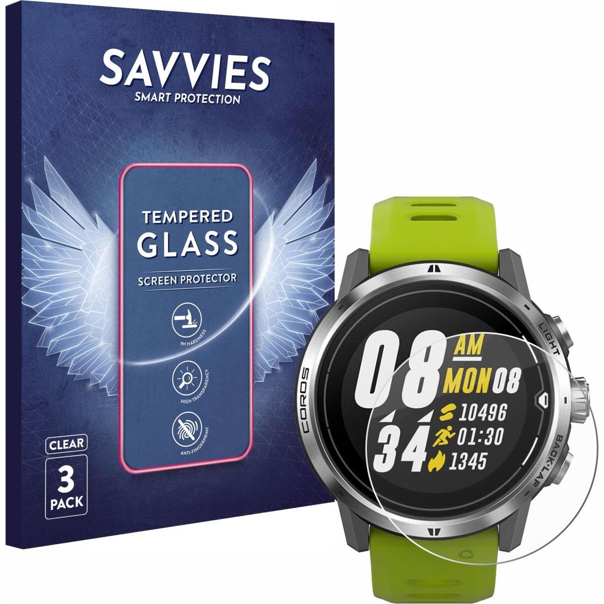 Savvies Panzerglas Hartglas Displayschutz, Smartwatch Schutzfolie, Transparent
