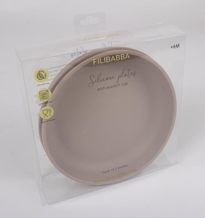 Image du produit Filibabba Lot de 2 assiettes en silicone - Warm Grey