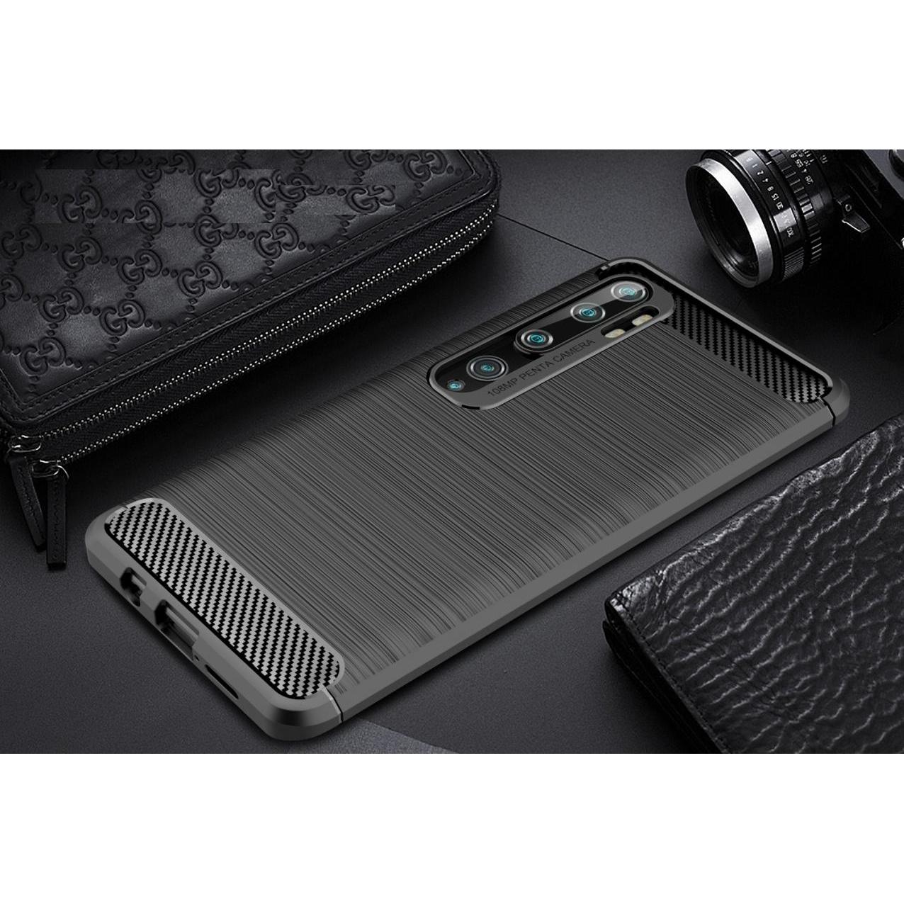 Thumbnail - Screenguard Xiaomi Mi Note 10 Hülle Carbon Brushed Soft TPU (Xiaomi Mi Note 10), Smartphone Hülle, Schwarz