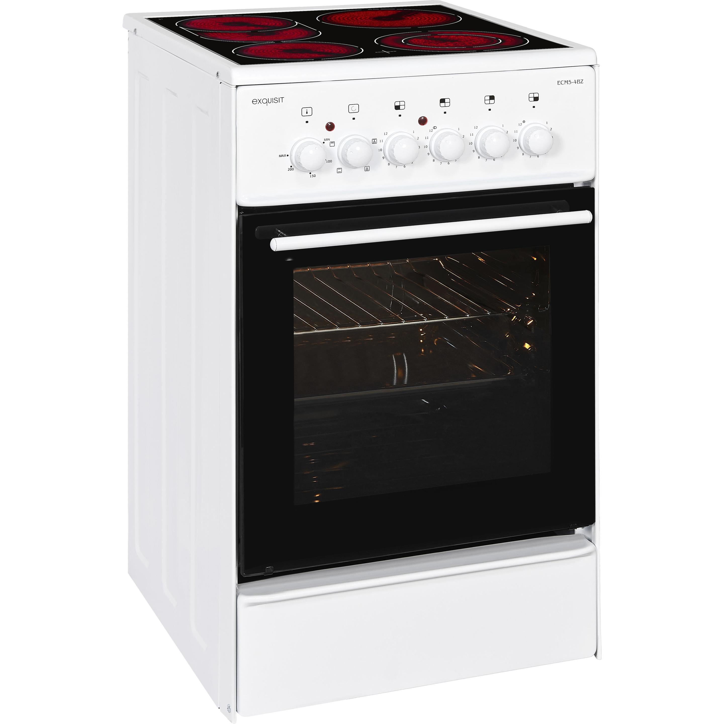 Exquisit ECM 5-4 BZ, Backofen + Herd Freistehend, Weiss