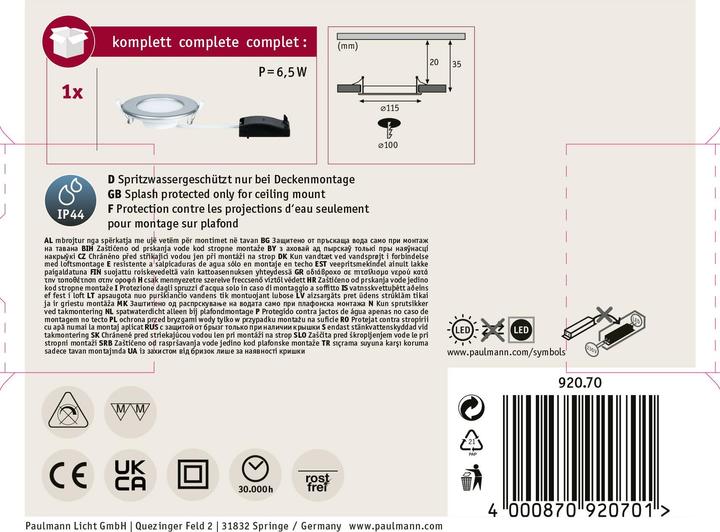 Produktbild Paulmann Einbaupanel Quality Line (390 lm)