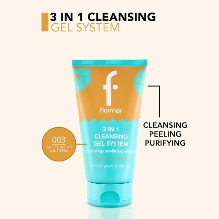 Actual product image Flormar Combination Oily Skin 3in1 Cleansing Gel - 150 Ml (Facial cleansing wipes, 150 ml)
