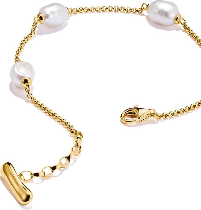 Immagine prodotto Thomas Sabo Armband mit Perlen Natural Beauty vergoldet (19 cm, Argento 925)